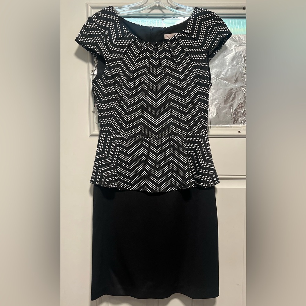 Dress Barn Black and White Chevron Dress